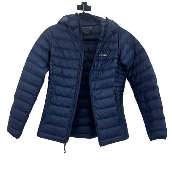 Patagonia Women's Down Sweater Hoody Down jacket Navy Blue Size XXS NWOT - Picture 7 of 13